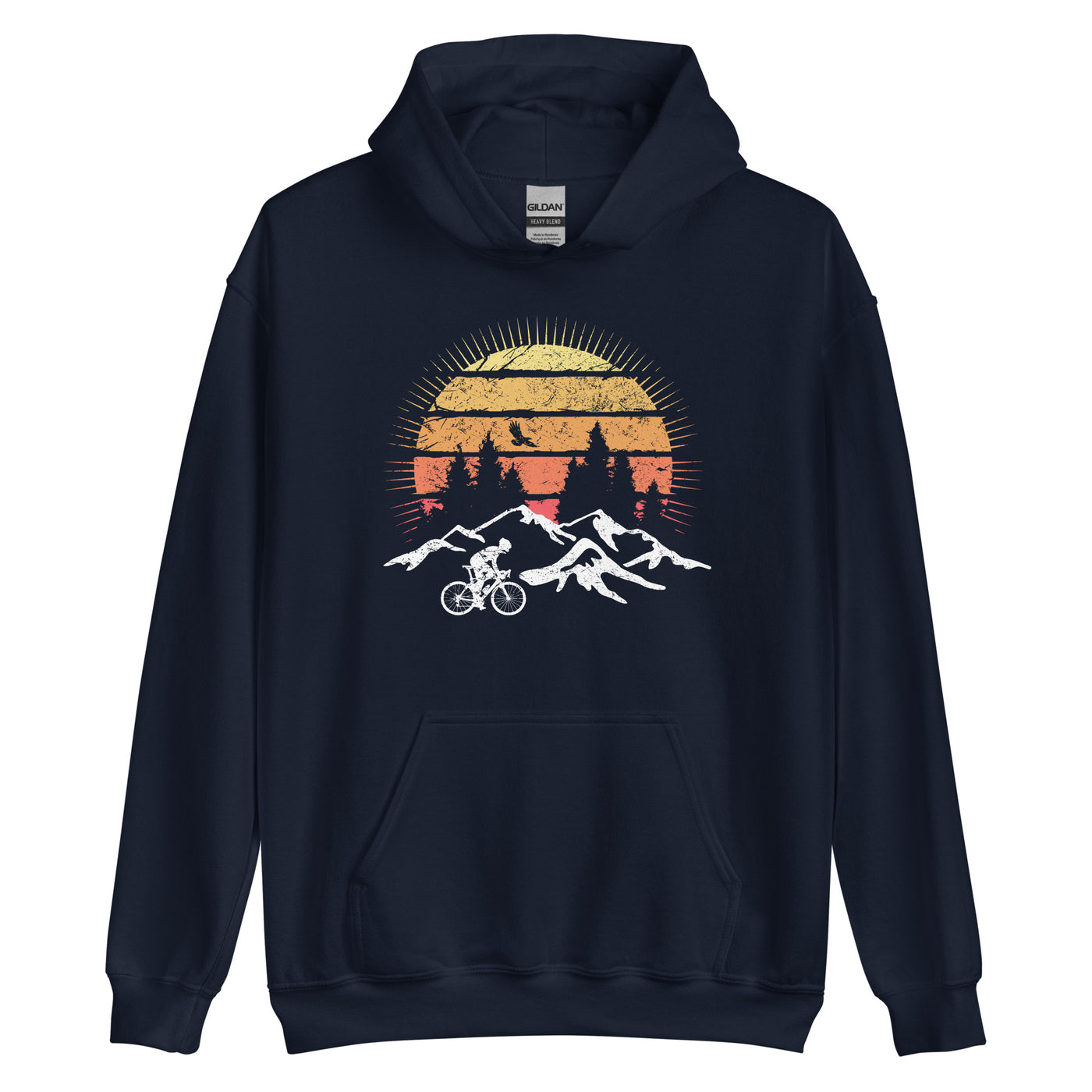 Radfahrer Und Sonne Vintage - Unisex Hoodie fahrrad mountainbike Navy