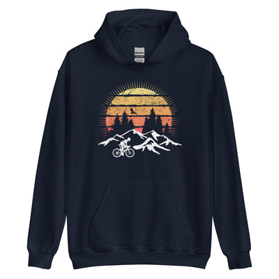 Radfahrer Und Sonne Vintage - Unisex Hoodie fahrrad mountainbike Navy