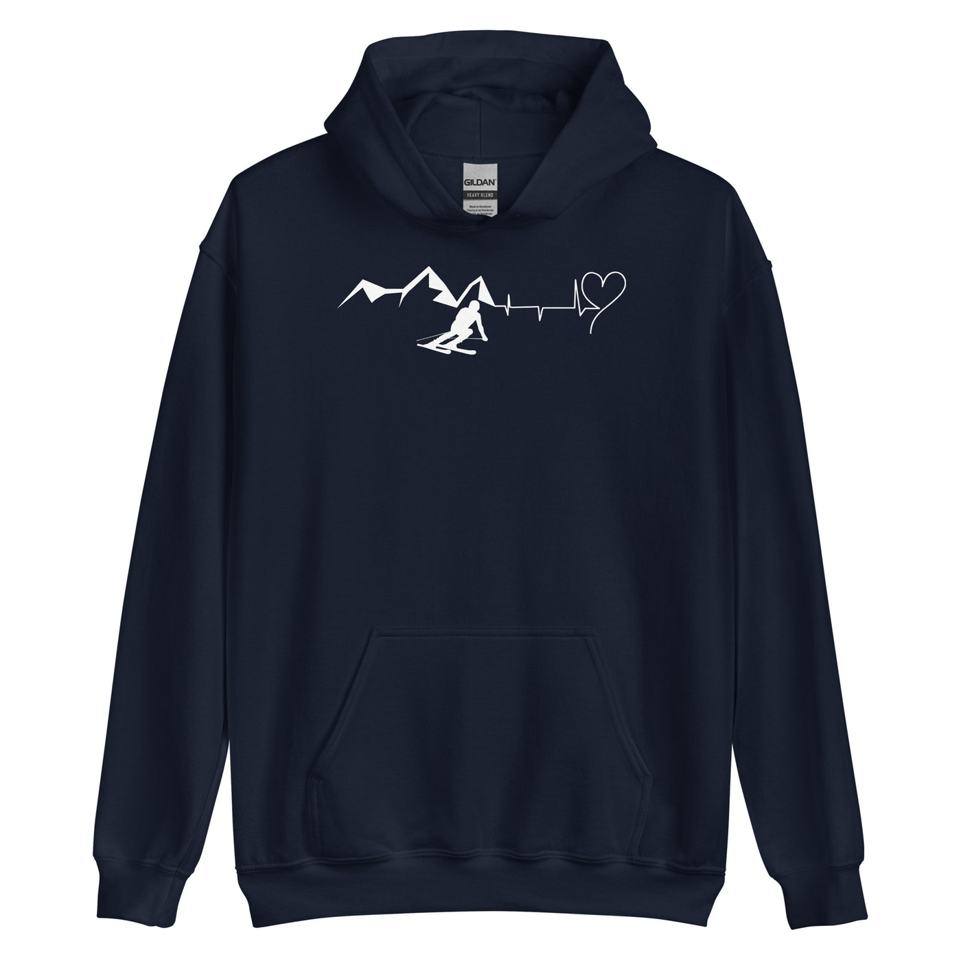 Heart - Heartbeat - Mountain - Skiing - Unisex Hoodie ski Navy