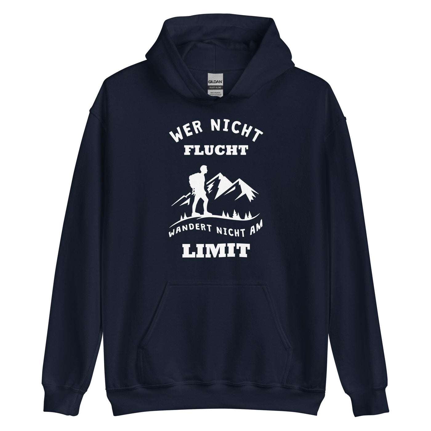 Wer Nicht Flucht Wandert Nicht Am Limit - Unisex Hoodie berge Navy