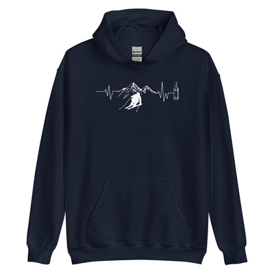 Herzschlag Berge, Wein Und Ski - (S.K) - Unisex Hoodie klettern Navy