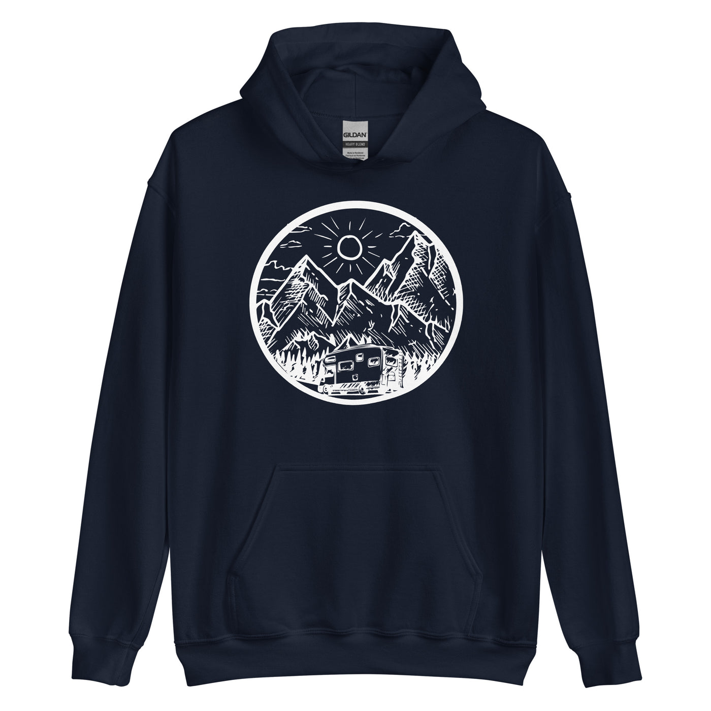 Berge - Camping Van - (12) - Unisex Hoodie camping xxx yyy zzz Navy