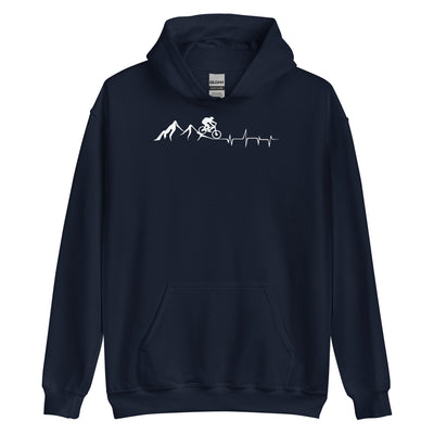 Berge - Herzschlag - Mountainbiking - (M) - Unisex Hoodie xxx yyy zzz Navy