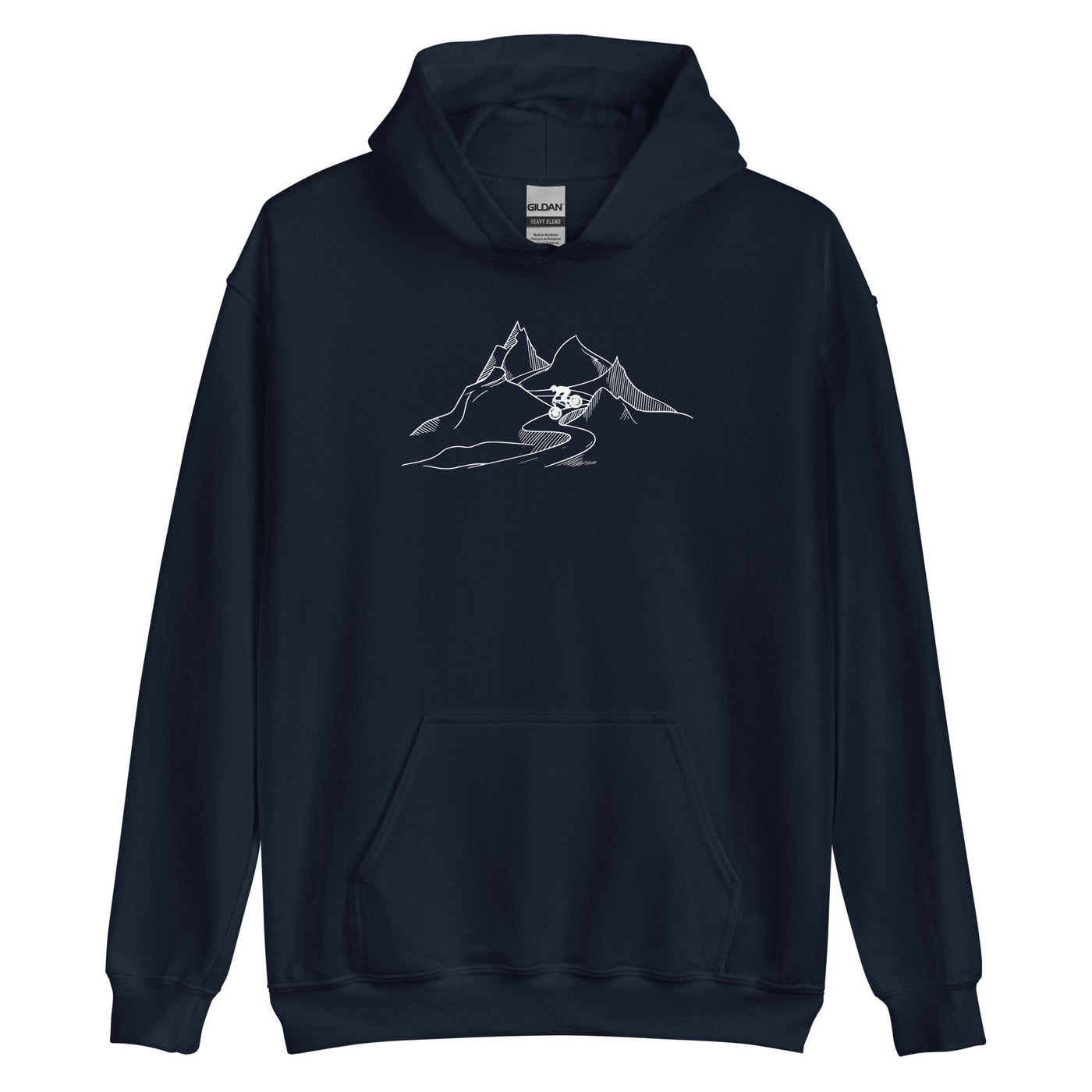 Mountainbiker fährt Downhill - (M) - Unisex Hoodie xxx yyy zzz Navy