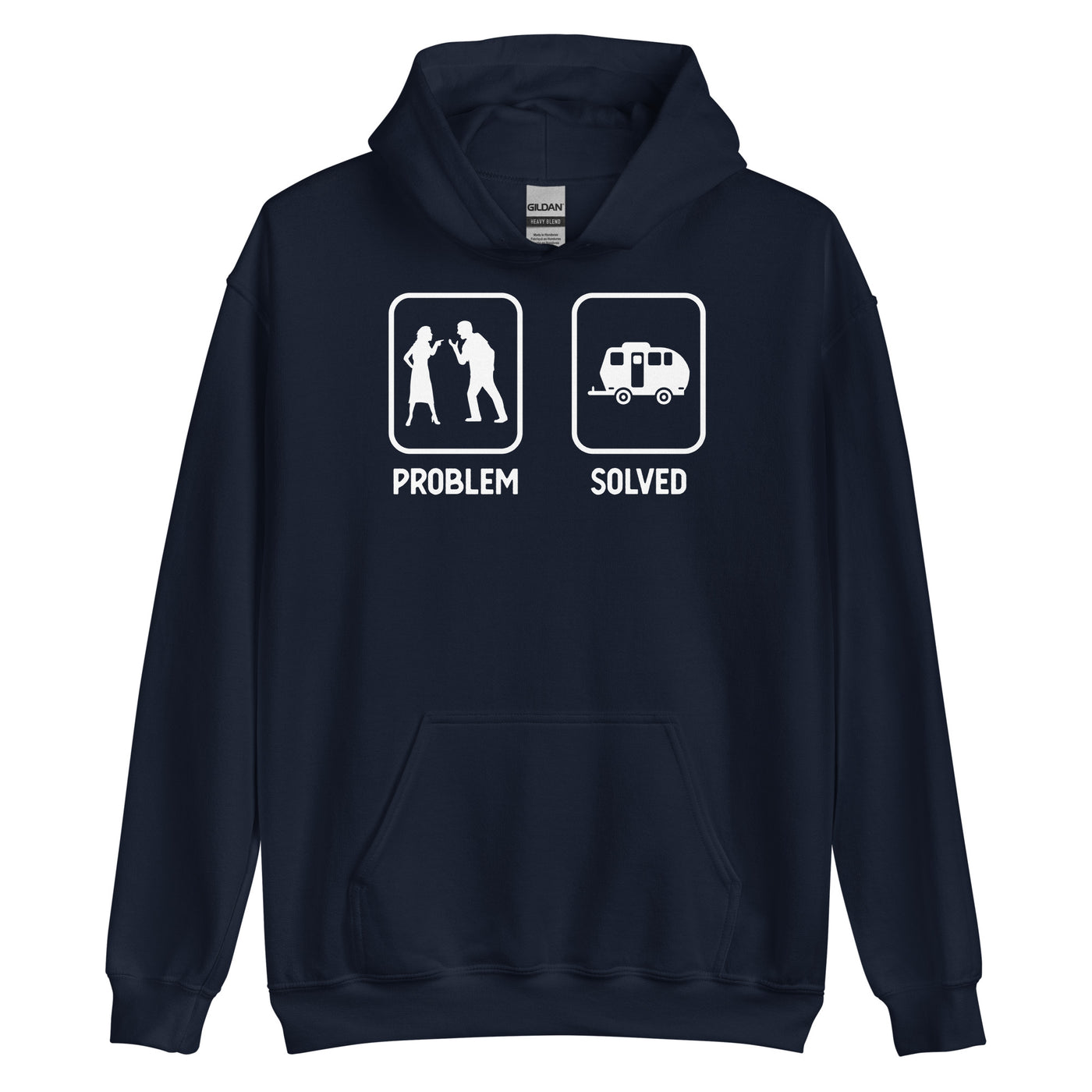 Problem Solved - Camping Caravan - Unisex Hoodie camping xxx yyy zzz Navy