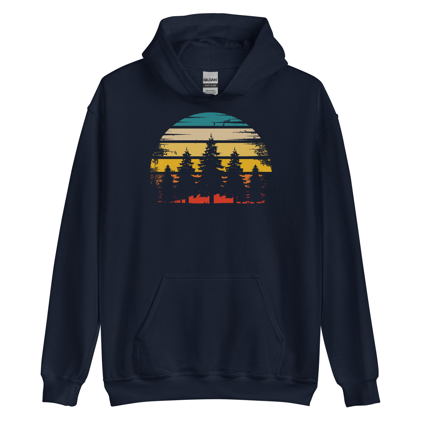 Retro Sonne und Bäume - Unisex Hoodie camping xxx yyy zzz Navy