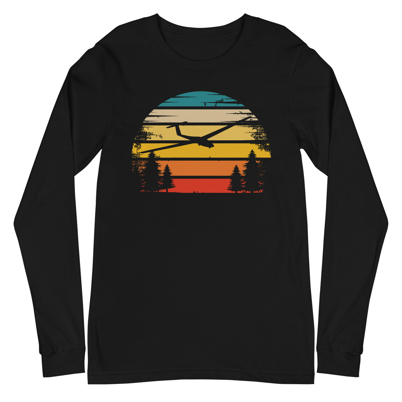 Retro Sonne und Segelflugzeug - Longsleeve (Unisex) berge xxx yyy zzz Black