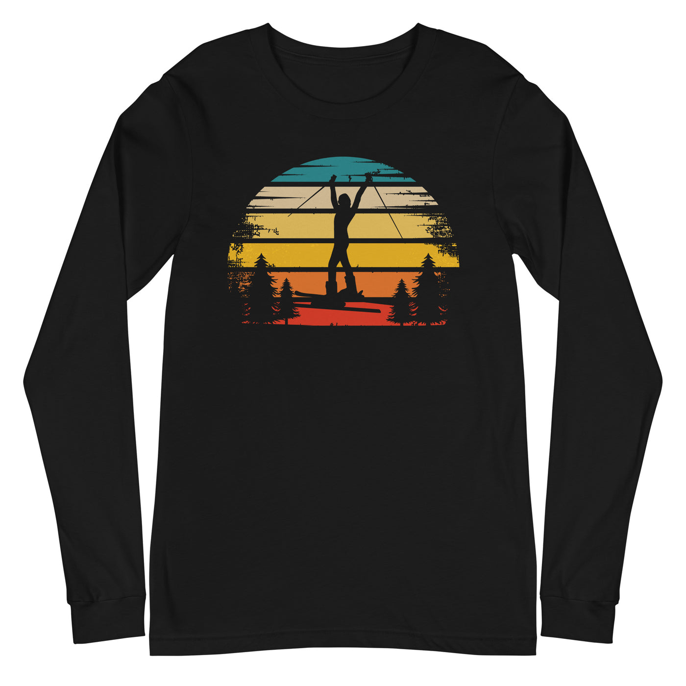 Retro Sonne und Skifahren - Longsleeve (Unisex) klettern ski xxx yyy zzz Black