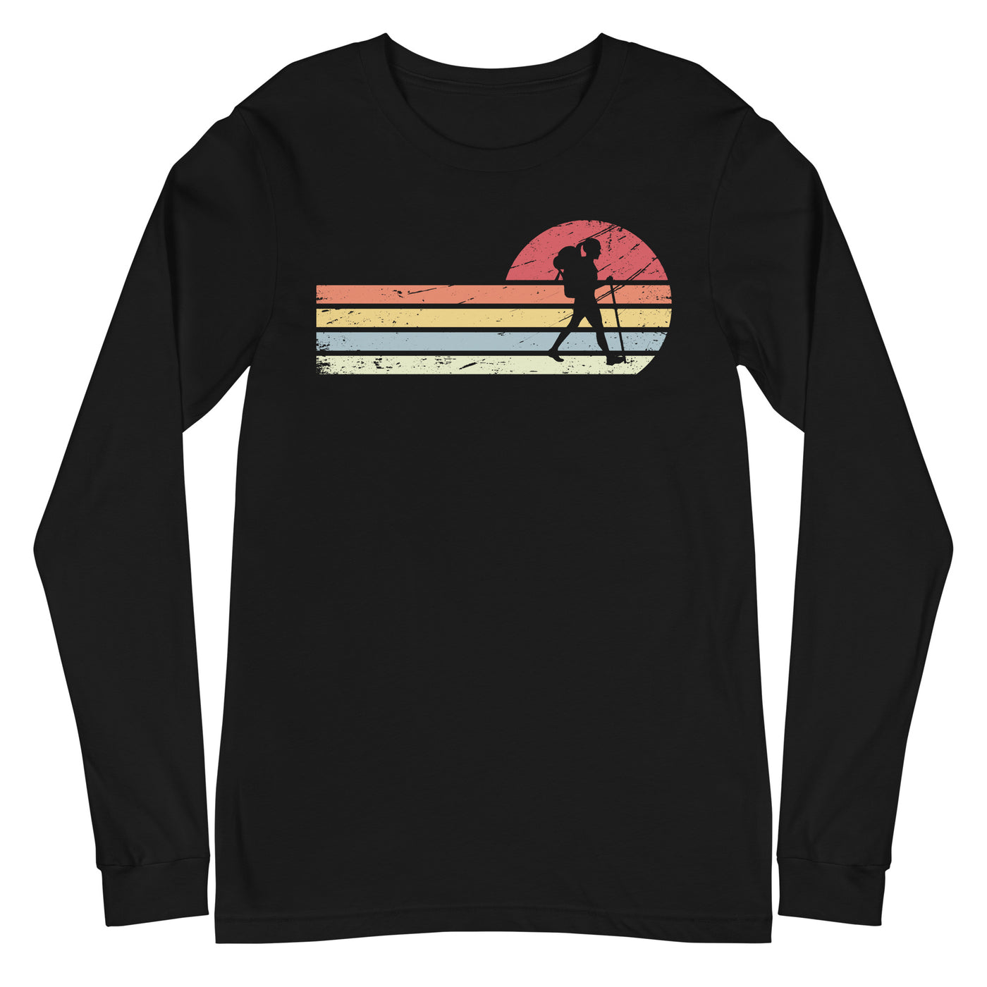 Sonne und Retro Linies - Frau Wandern - Longsleeve (Unisex) wandern xxx yyy zzz Black