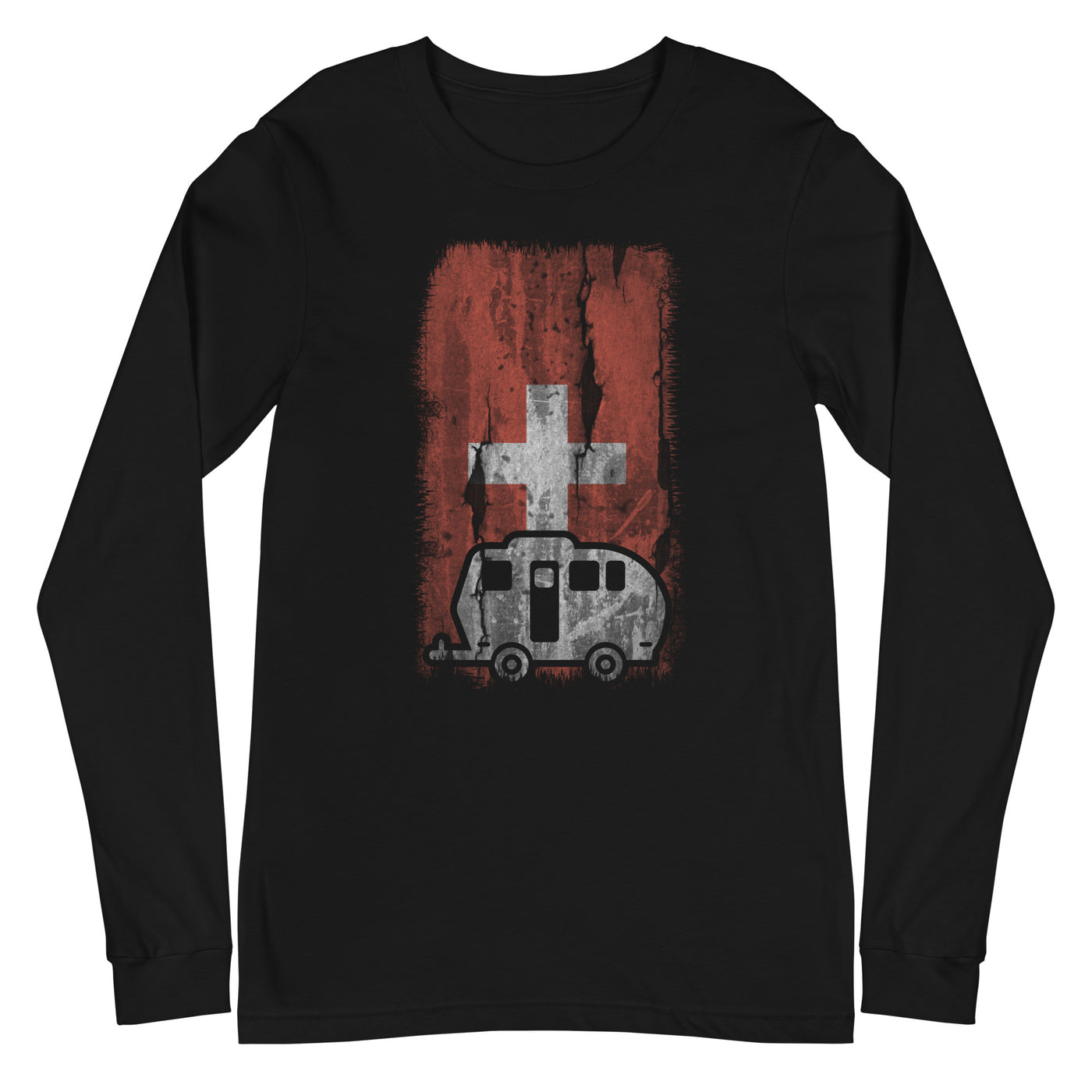 Schweizer Flagge 2 und Camping - Longsleeve (Unisex) camping xxx yyy zzz Black