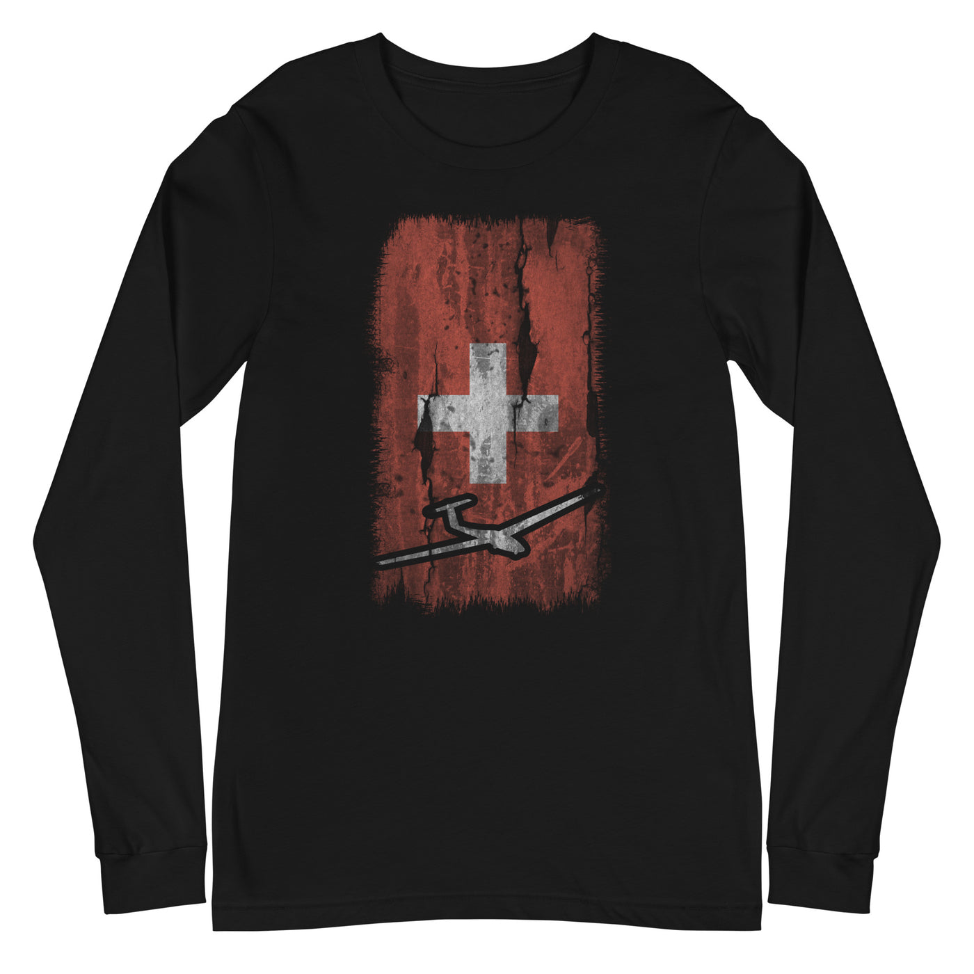 Schweizer Flagge und Segelflugzeug - Longsleeve (Unisex) berge xxx yyy zzz Black