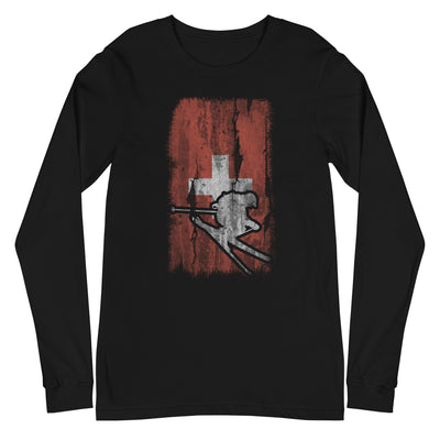 Schweizer Flagge und Skifahren - Longsleeve (Unisex) klettern ski xxx yyy zzz Black