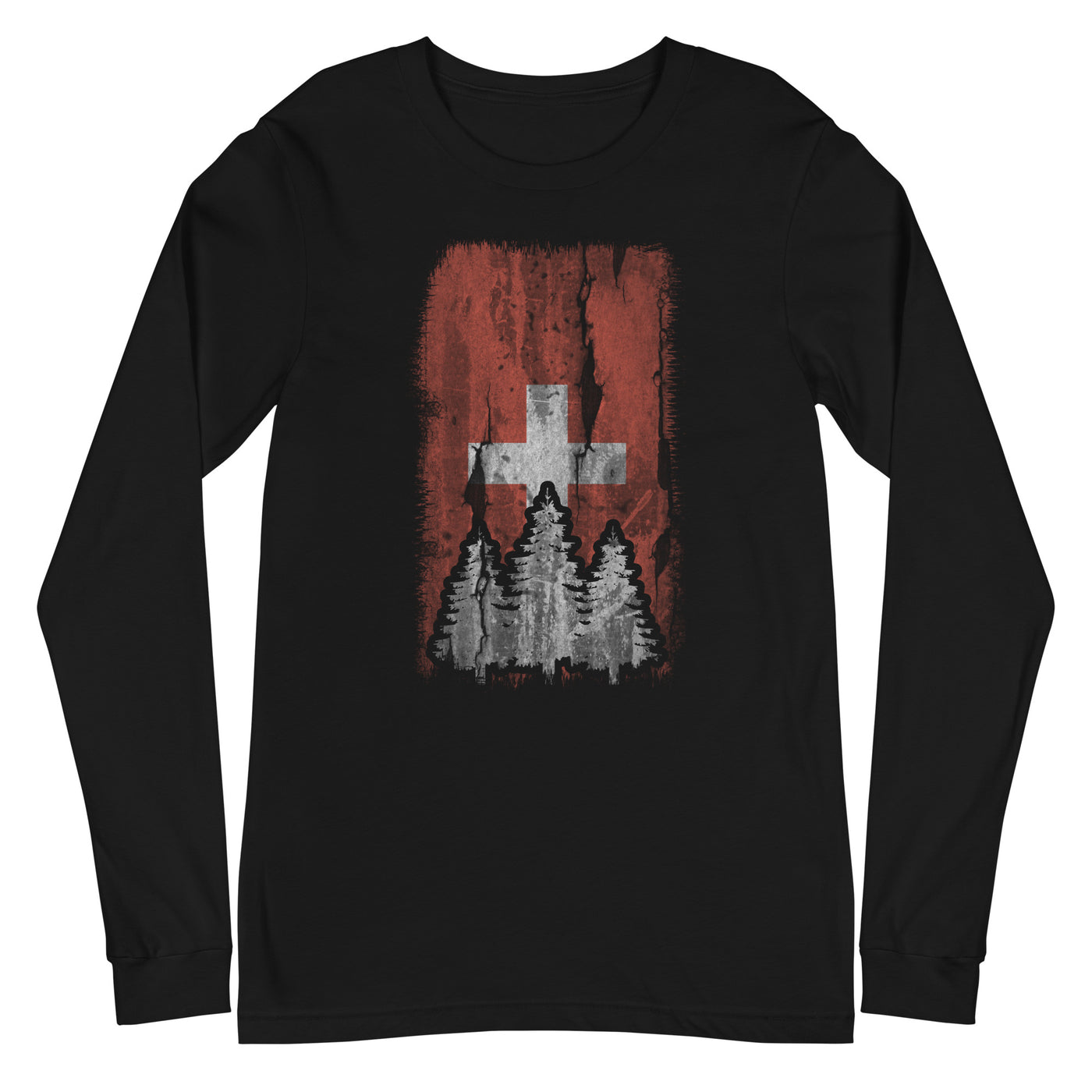 Schweizer Flagge und Baum - Longsleeve (Unisex) camping xxx yyy zzz Black