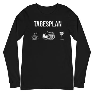 Tagesplan Kaffee, Camping und Wein - Longsleeve (Unisex) camping xxx yyy zzz Black