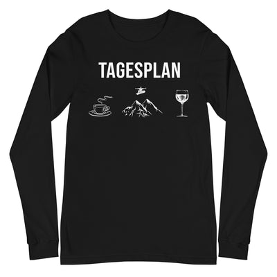 Tagesplan Kaffee, Snowboarden und Wein - - Unisex Long Sleeve Tee | Bella + Canvas 3501 snowboarden xxx yyy zzz Black