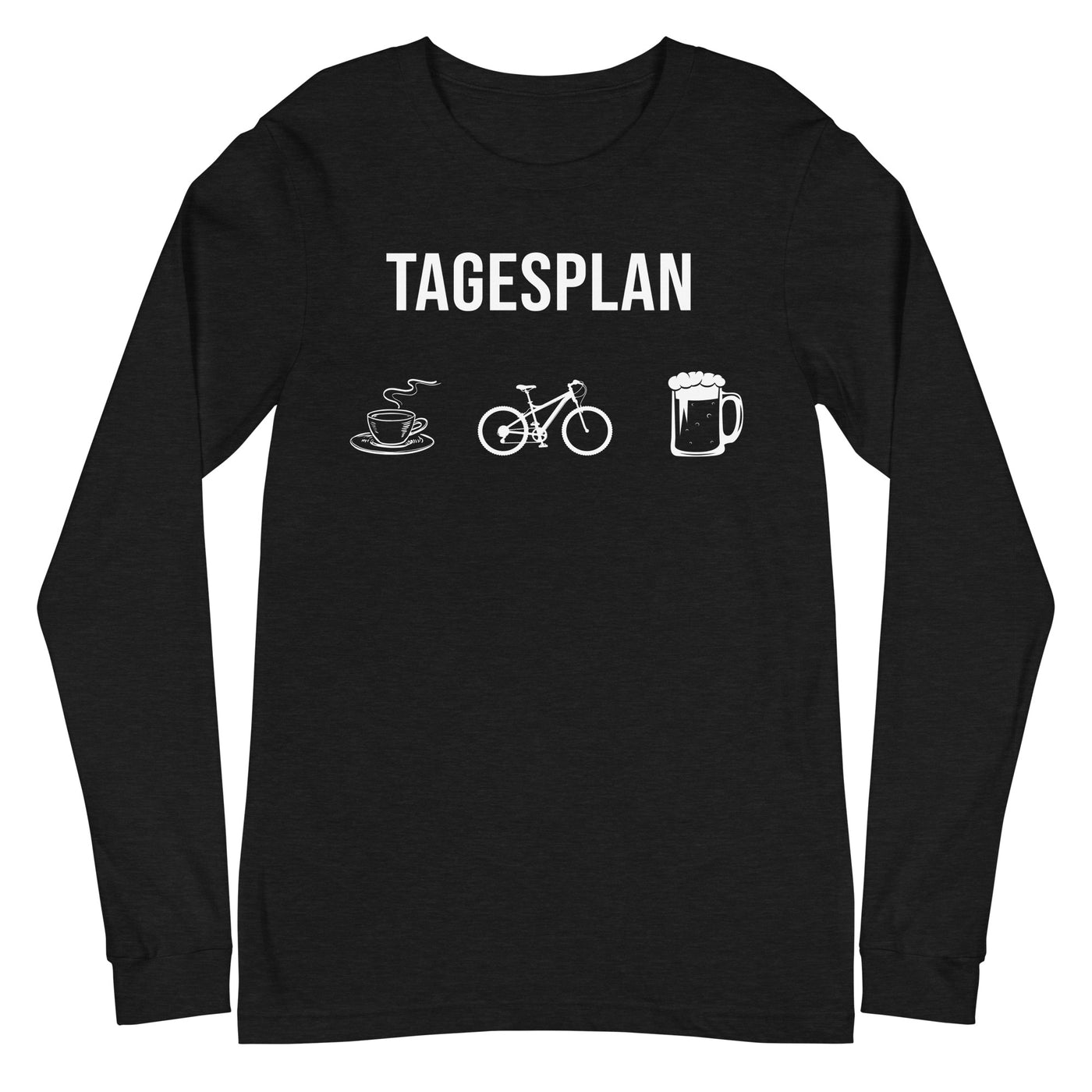 Tagesplan Kaffee, Fahrrad und Bier - Longsleeve (Unisex) fahrrad mountainbike Black Heather