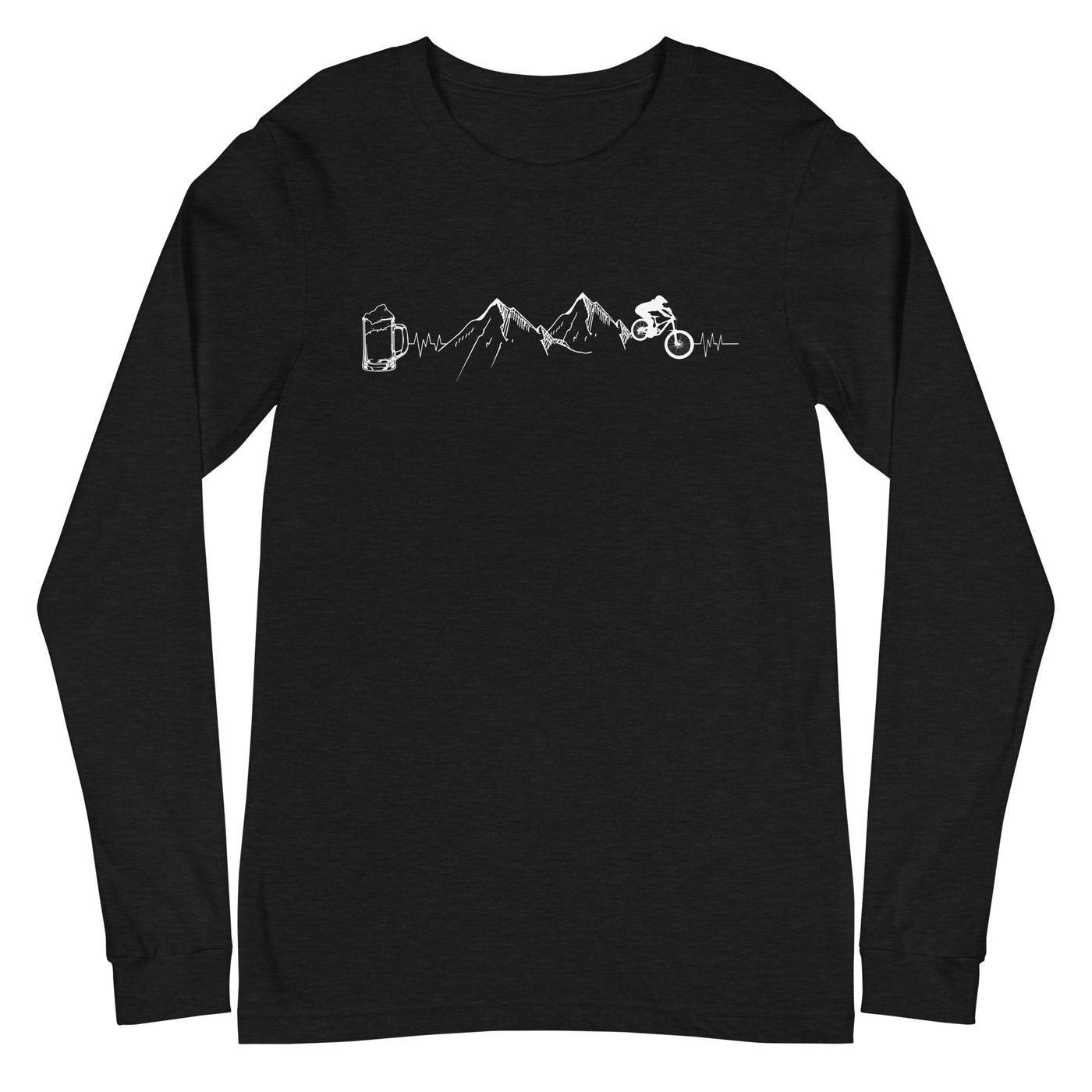 Herzschlag Berge, Biker und Bier - Longsleeve (Unisex) mountainbike Black Heather