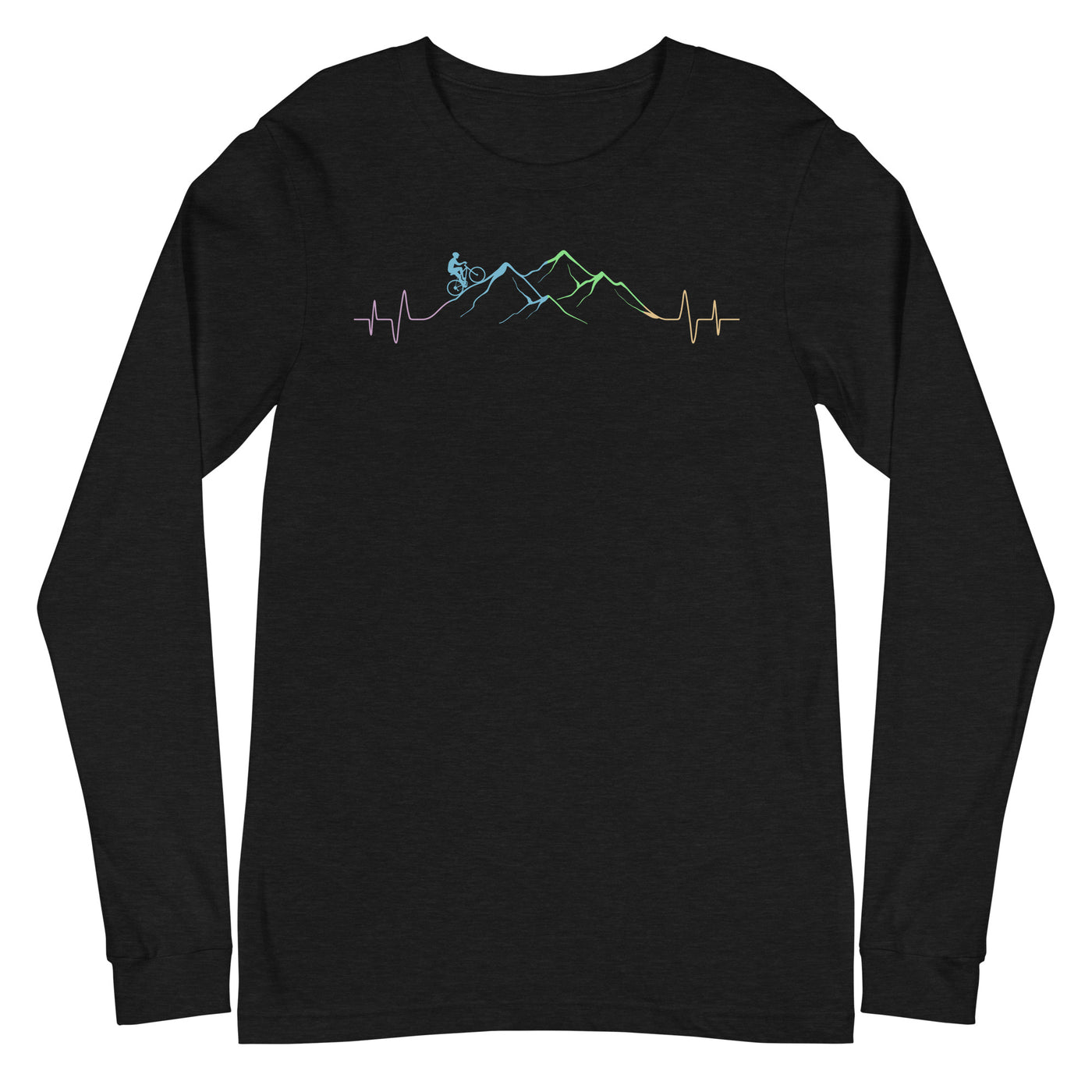 Mountainbiker auf Berg - Longsleeve (Unisex) mountainbike Black Heather