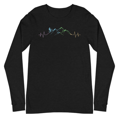 Mountainbiker auf Berg - Longsleeve (Unisex) mountainbike Black Heather