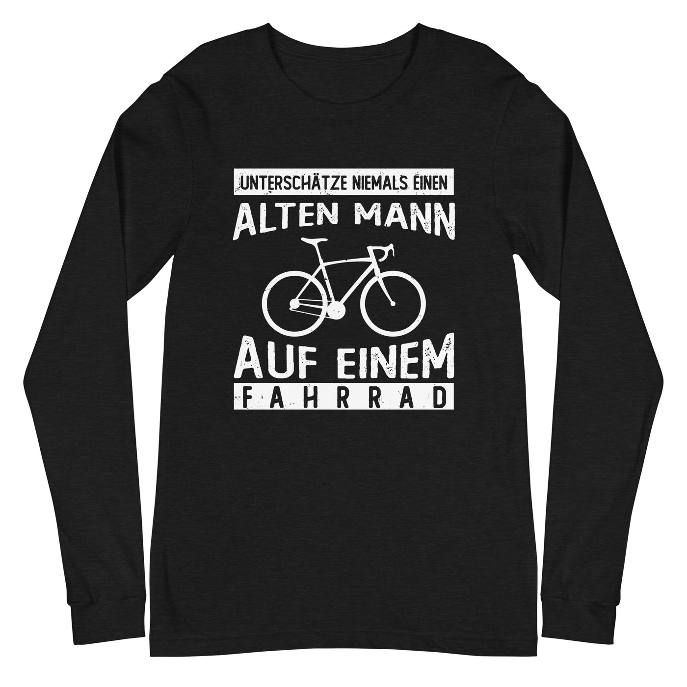 Alter Mann auf einem Fahrrad - Longsleeve (Unisex) fahrrad Black Heather