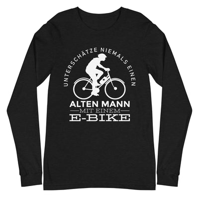 Alter Mann mit einem E-Bike - Longsleeve (Unisex) e-bike Black Heather