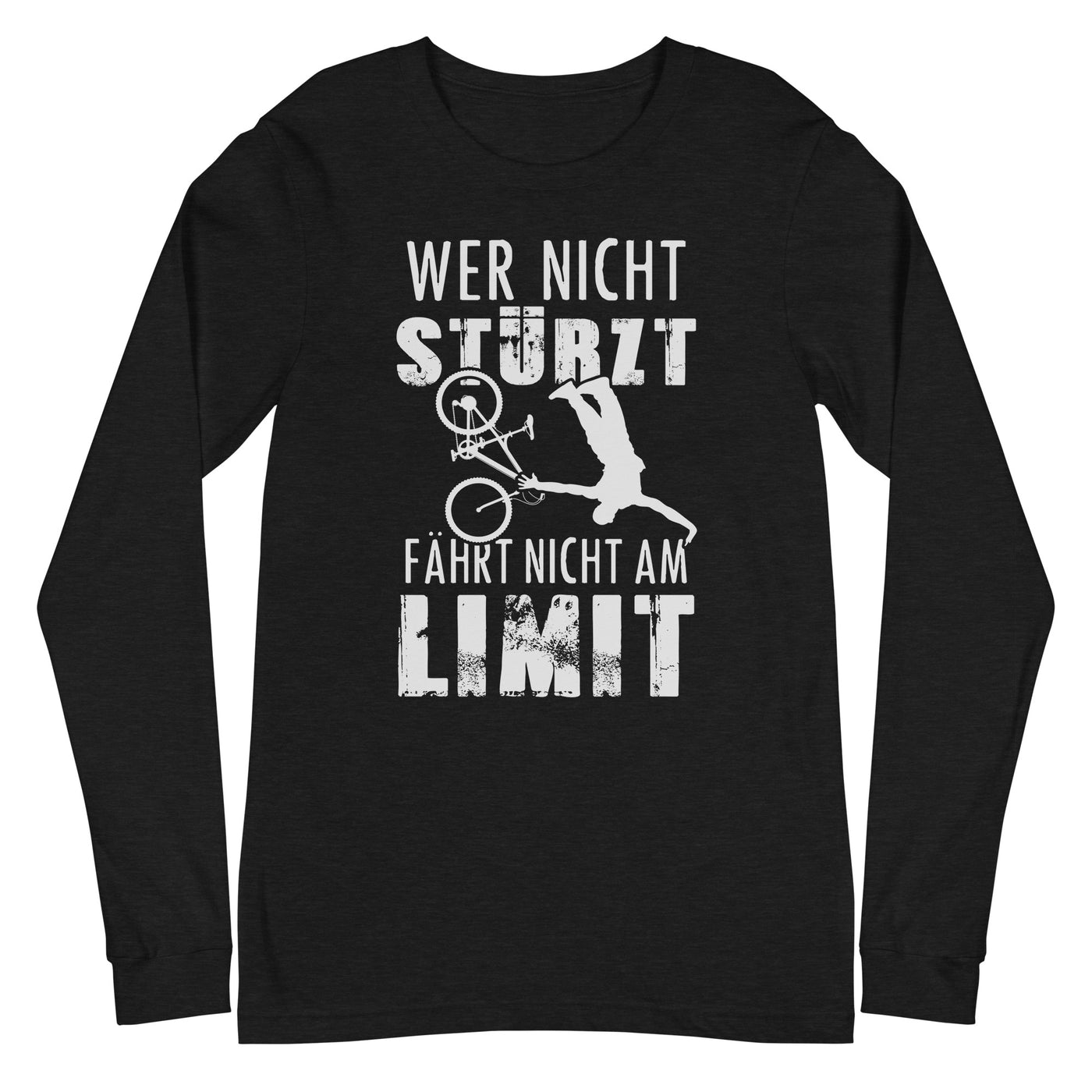 Wer nicht stürzt - fährt nicht am Limit - Longsleeve (Unisex) mountainbike Black Heather