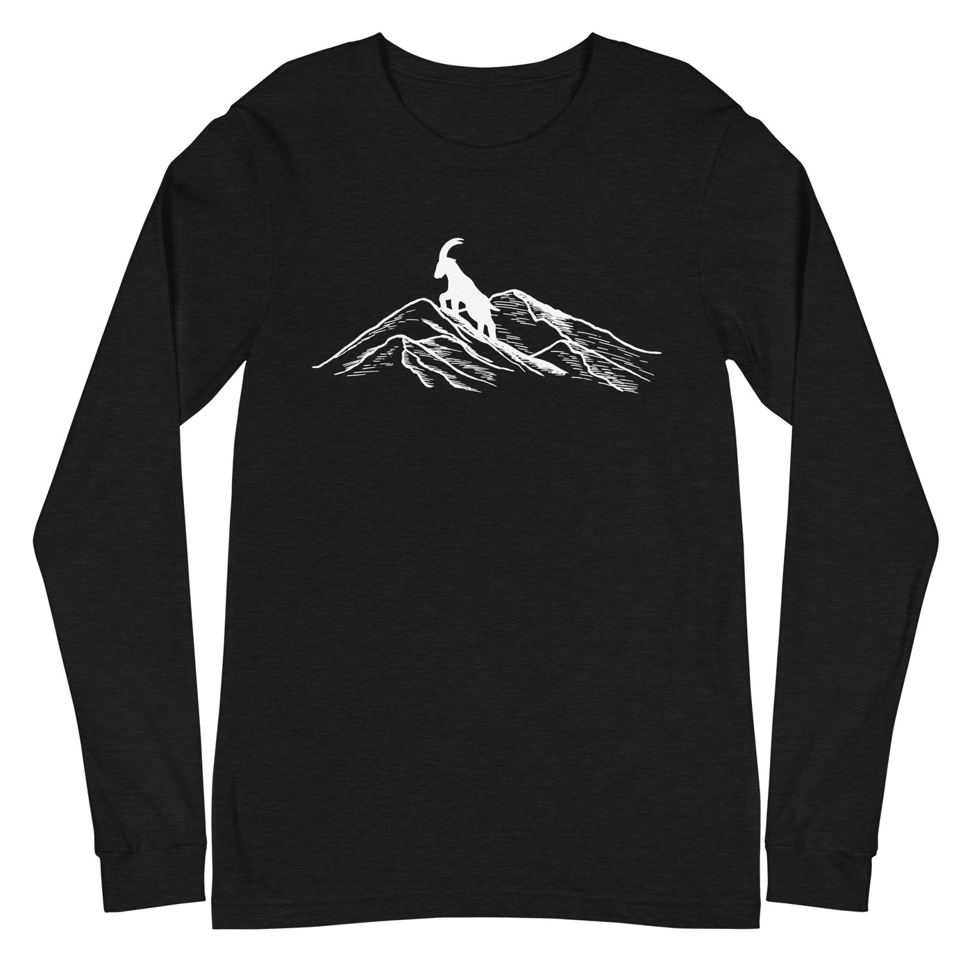 Alpensteinbock auf Berg - Longsleeve (Unisex) berge klettern wandern Black Heather