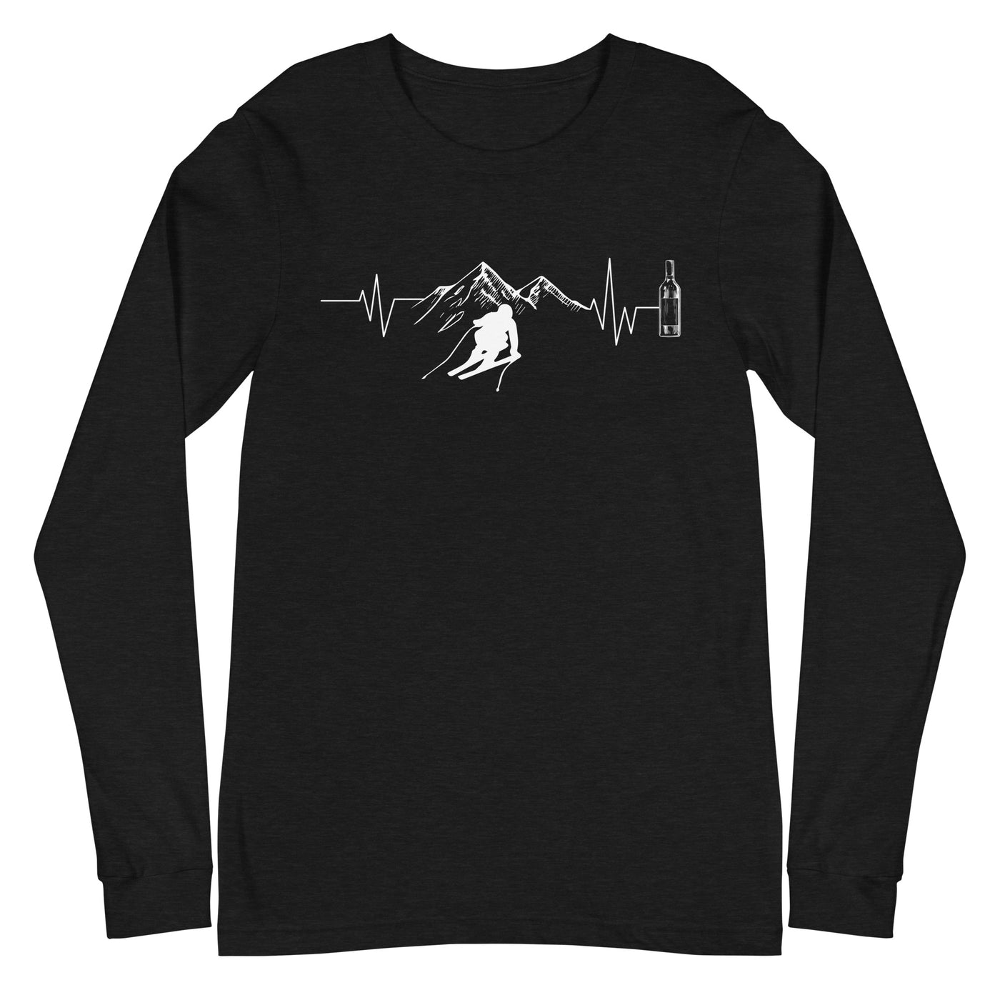 Herzschlag Berge, Wein und Ski - (S.K) - Longsleeve (Unisex) klettern Black Heather