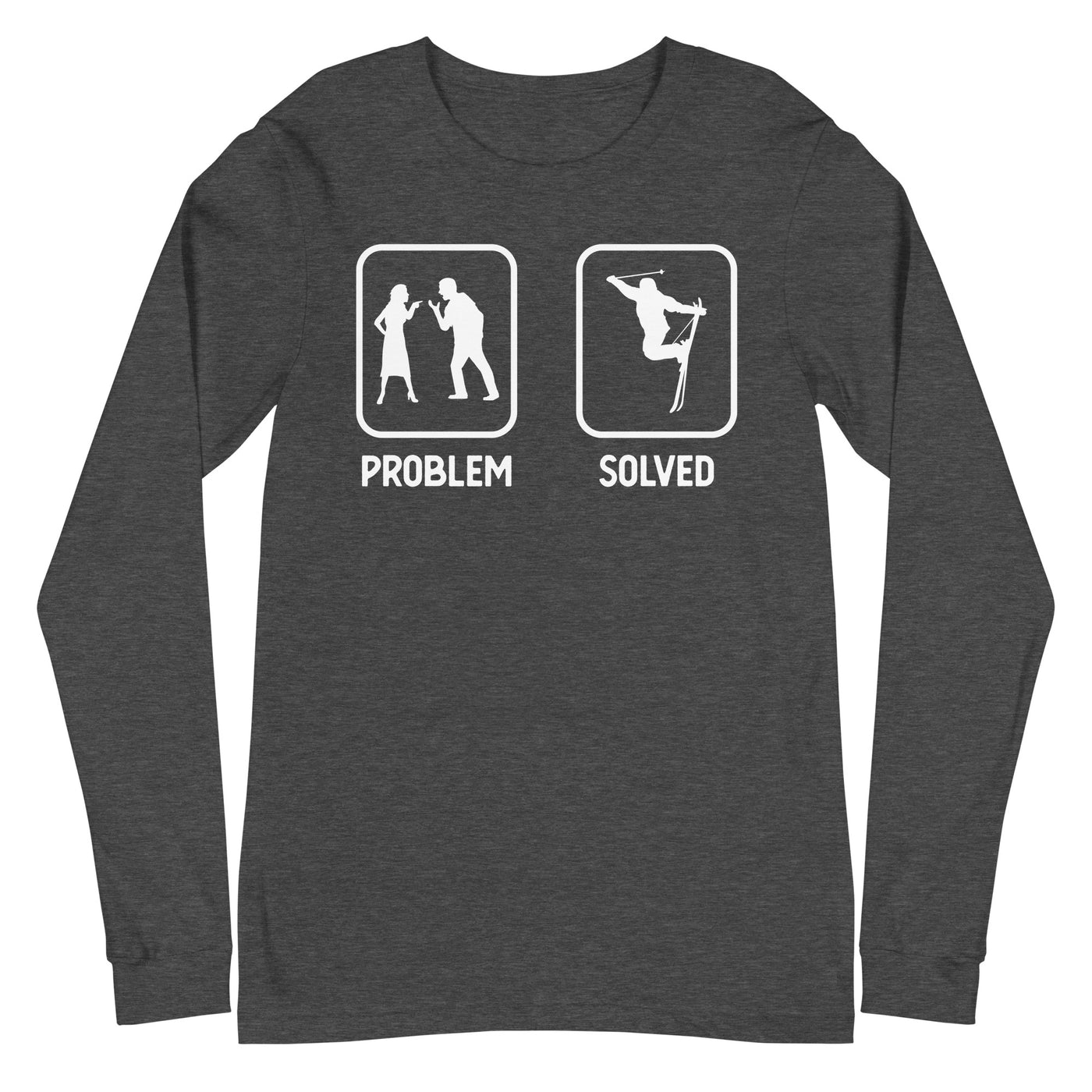 Problem Solved - Mann Skifahren - Longsleeve (Unisex) klettern ski xxx yyy zzz Dark Grey Heather