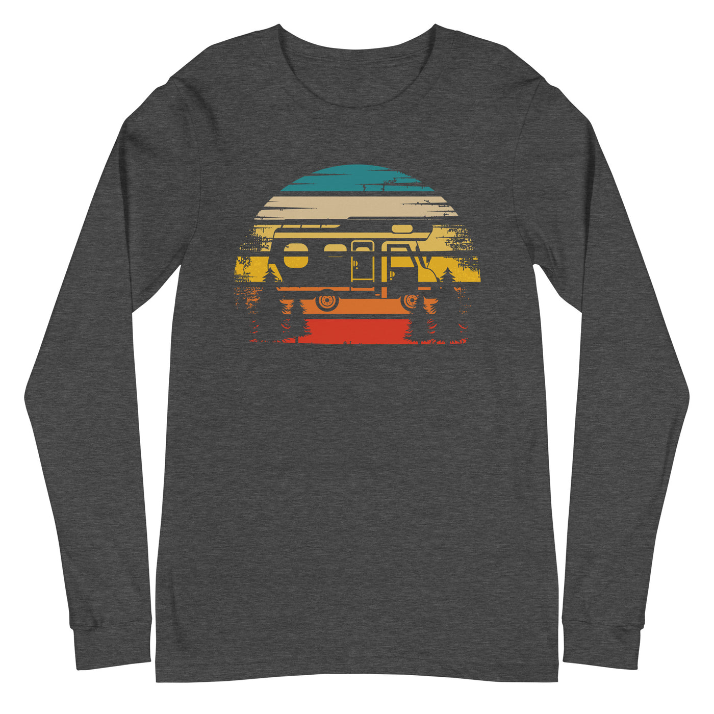 Retro Sonne und Camping - Longsleeve (Unisex) camping xxx yyy zzz Dark Grey Heather