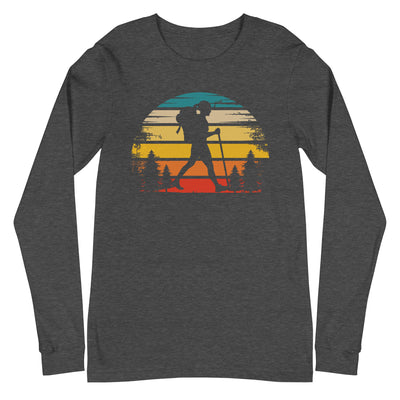 Retro Sonne und Wandern - Longsleeve (Unisex) wandern xxx yyy zzz Dark Grey Heather