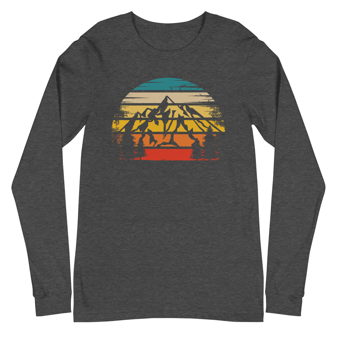 Retro Sonne und Berge - Longsleeve (Unisex) berge xxx yyy zzz Dark Grey Heather