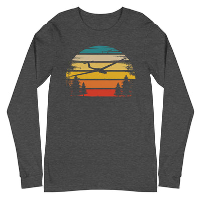 Retro Sonne und Segelflugzeug - Longsleeve (Unisex) berge xxx yyy zzz Dark Grey Heather