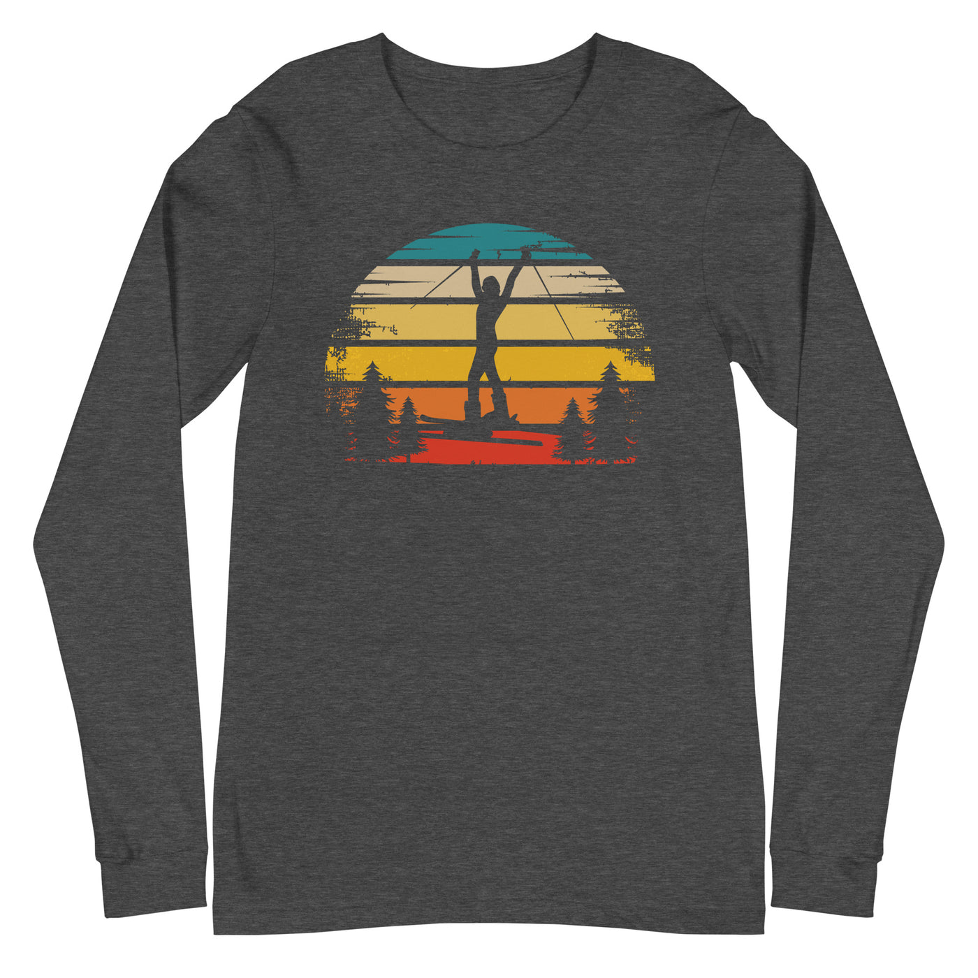 Retro Sonne und Skifahren - Longsleeve (Unisex) klettern ski xxx yyy zzz Dark Grey Heather