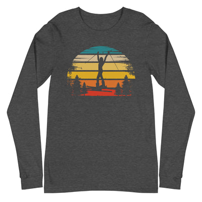 Retro Sonne und Skifahren - Longsleeve (Unisex) klettern ski xxx yyy zzz Dark Grey Heather