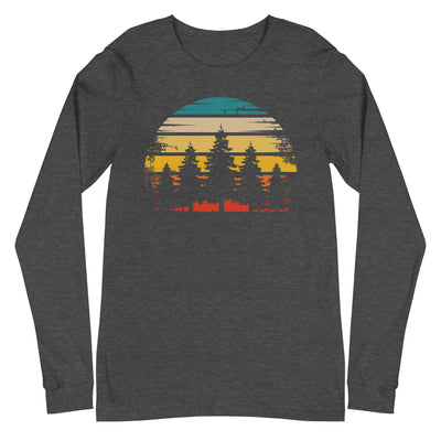 Retro Sonne und Bäume - Longsleeve (Unisex) camping xxx yyy zzz Dark Grey Heather