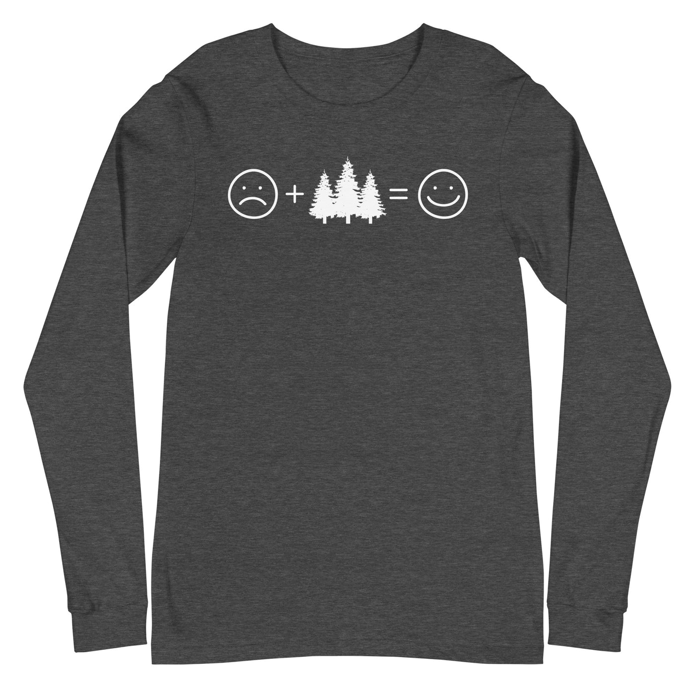 Lächelndes Gesicht und Bäume - Longsleeve (Unisex) camping xxx yyy zzz Dark Grey Heather