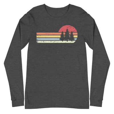 Sonne und Retro Linies - Bäume - Longsleeve (Unisex) camping xxx yyy zzz Dark Grey Heather