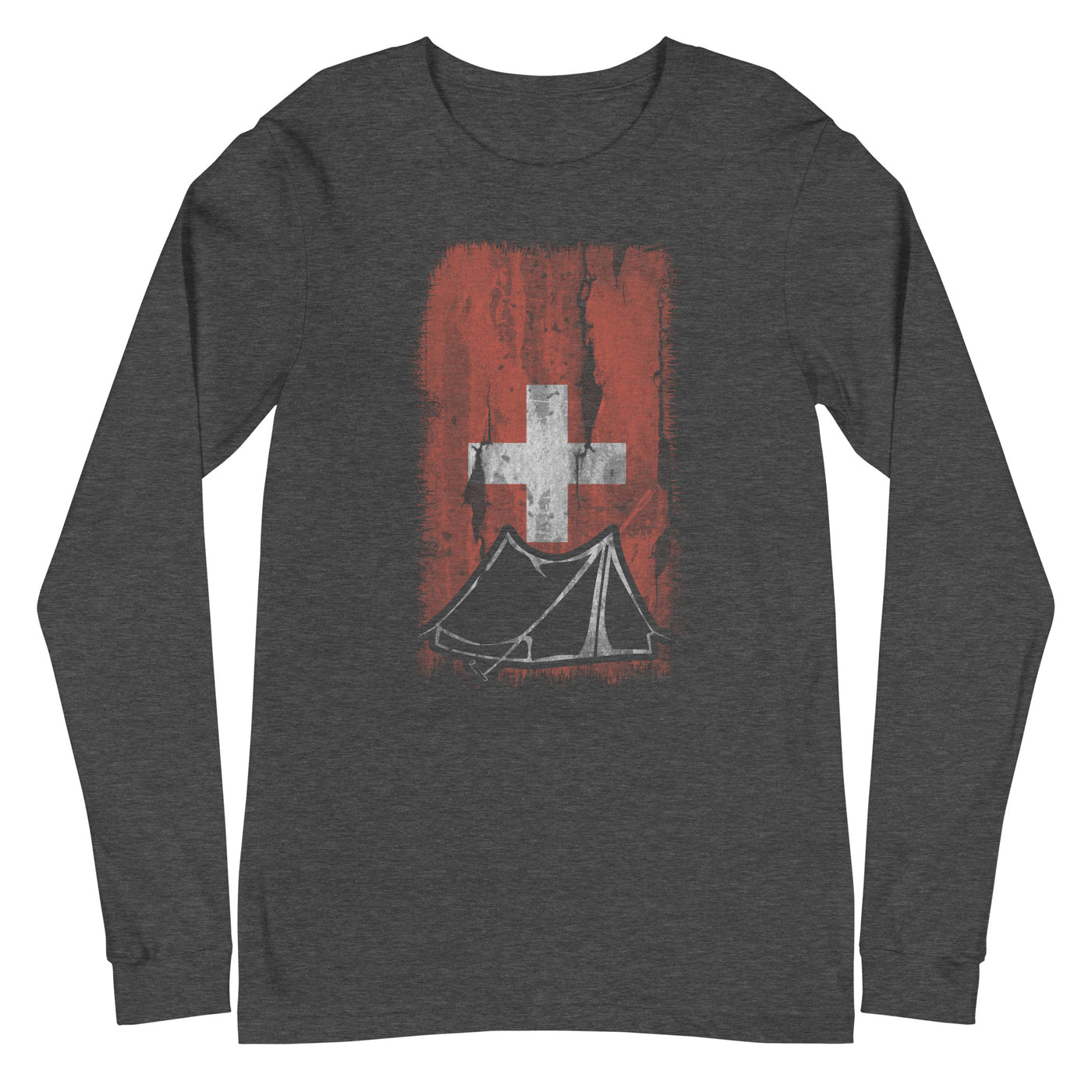 Schweizer Flagge 1 und Camping - Longsleeve (Unisex) camping xxx yyy zzz Dark Grey Heather