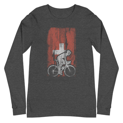 Schweizer Flagge 1 und Radfahren - Longsleeve (Unisex) fahrrad xxx yyy zzz Dark Grey Heather