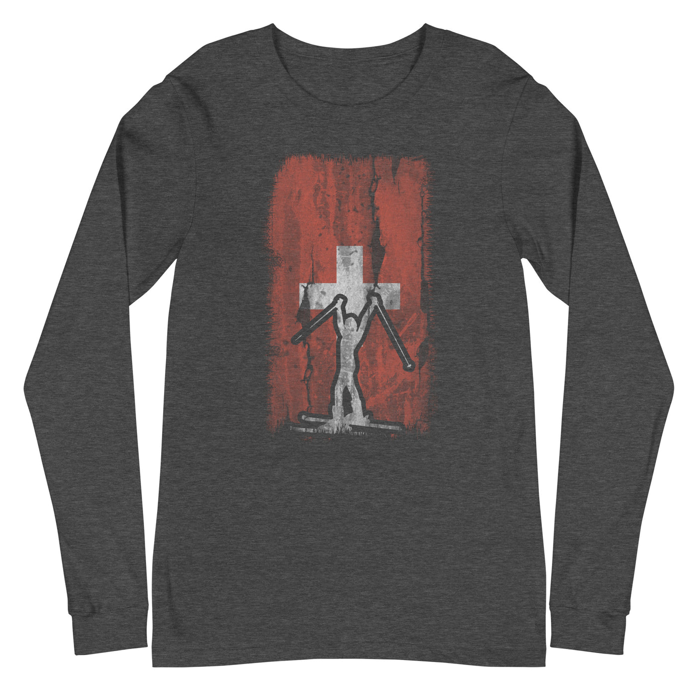 Schweizer Flagge 1 und Skifahren - Longsleeve (Unisex) klettern ski xxx yyy zzz Dark Grey Heather