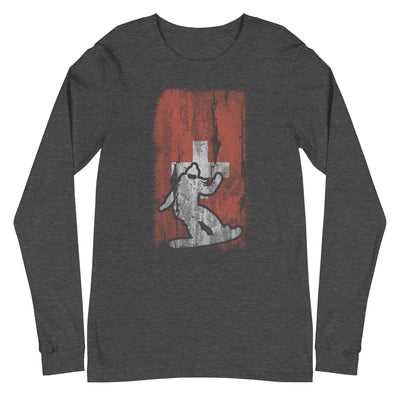 Schweizer Flagge 1 und Snowboarding - Longsleeve (Unisex) snowboarden xxx yyy zzz Dark Grey Heather