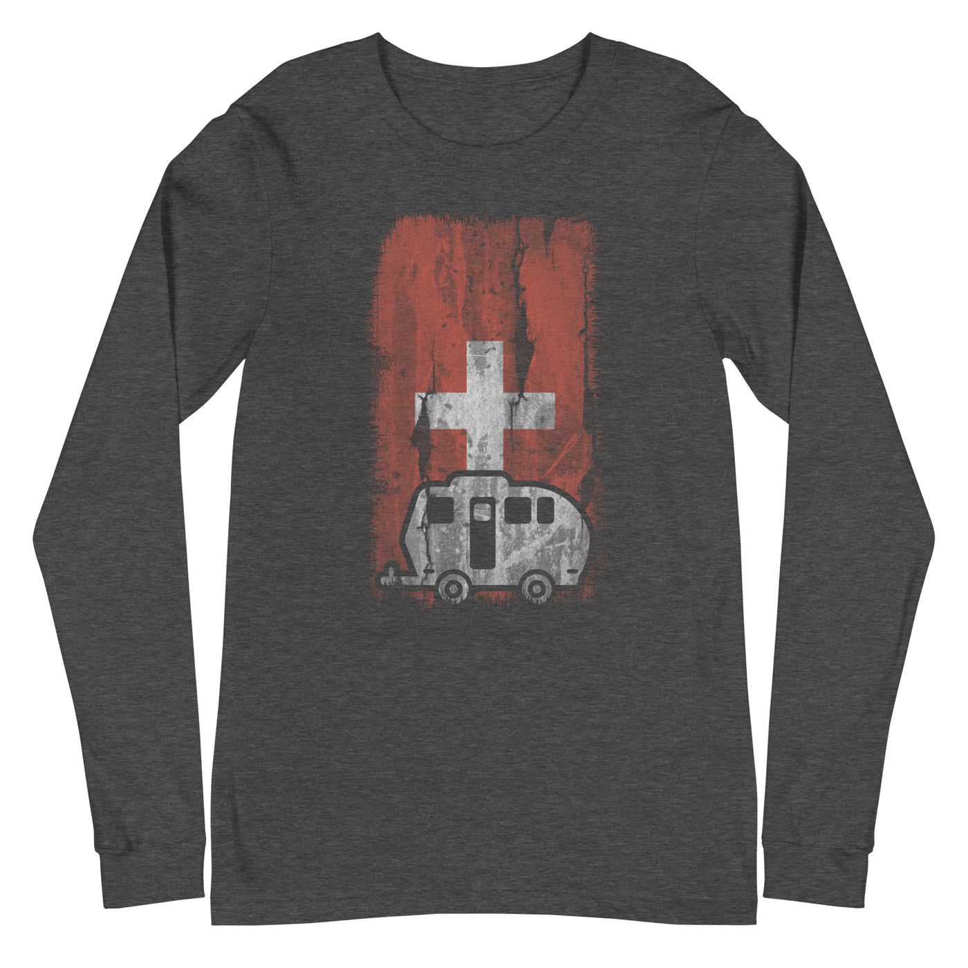 Schweizer Flagge 2 und Camping - Longsleeve (Unisex) camping xxx yyy zzz Dark Grey Heather