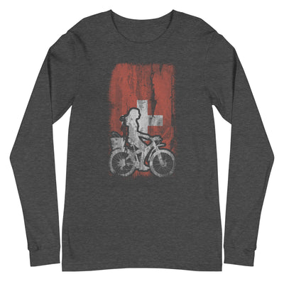 Schweizer Flagge 2 und Radfahren - Longsleeve (Unisex) fahrrad xxx yyy zzz Dark Grey Heather