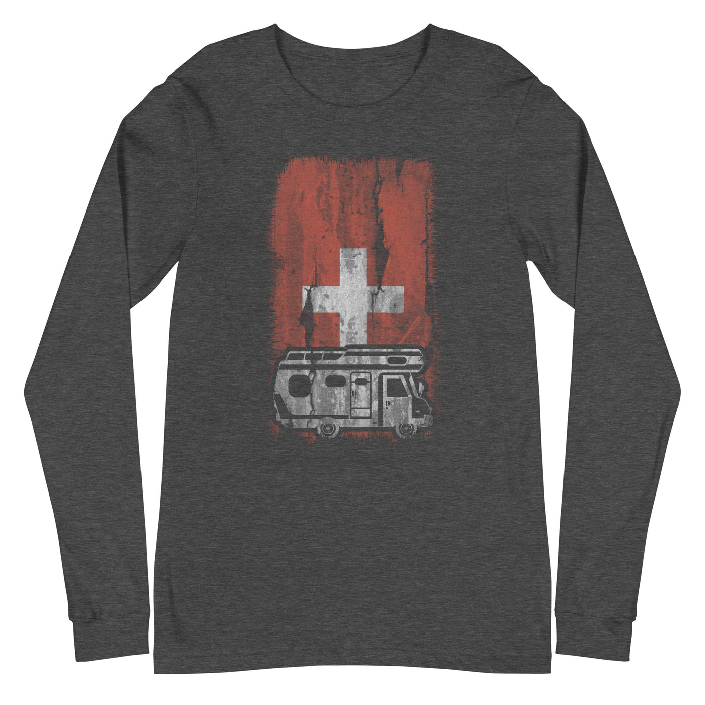 Schweizer Flagge und Camping - Longsleeve (Unisex) camping xxx yyy zzz Dark Grey Heather