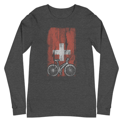 Schweizer Flagge und Radfahren - Longsleeve (Unisex) fahrrad xxx yyy zzz Dark Grey Heather