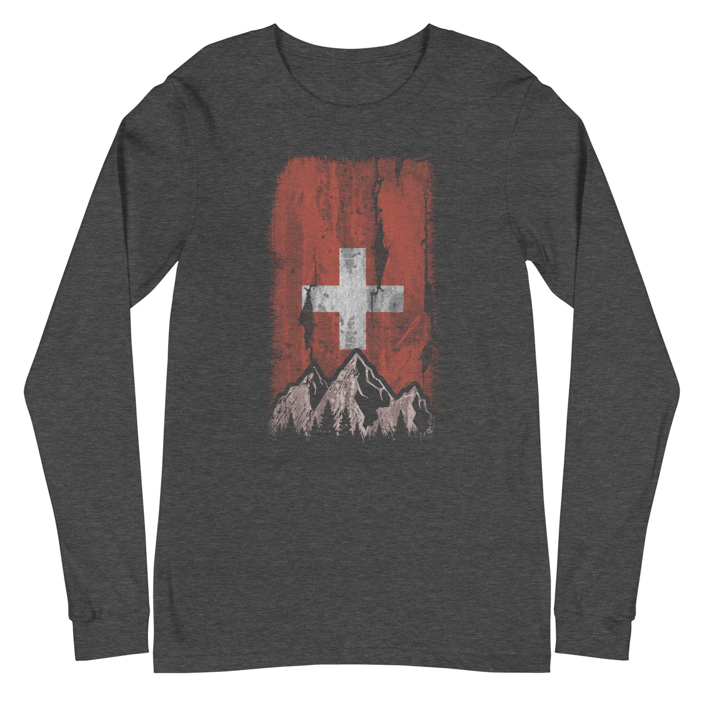 Schweizer Flagge und Berge - Longsleeve (Unisex) berge xxx yyy zzz Dark Grey Heather