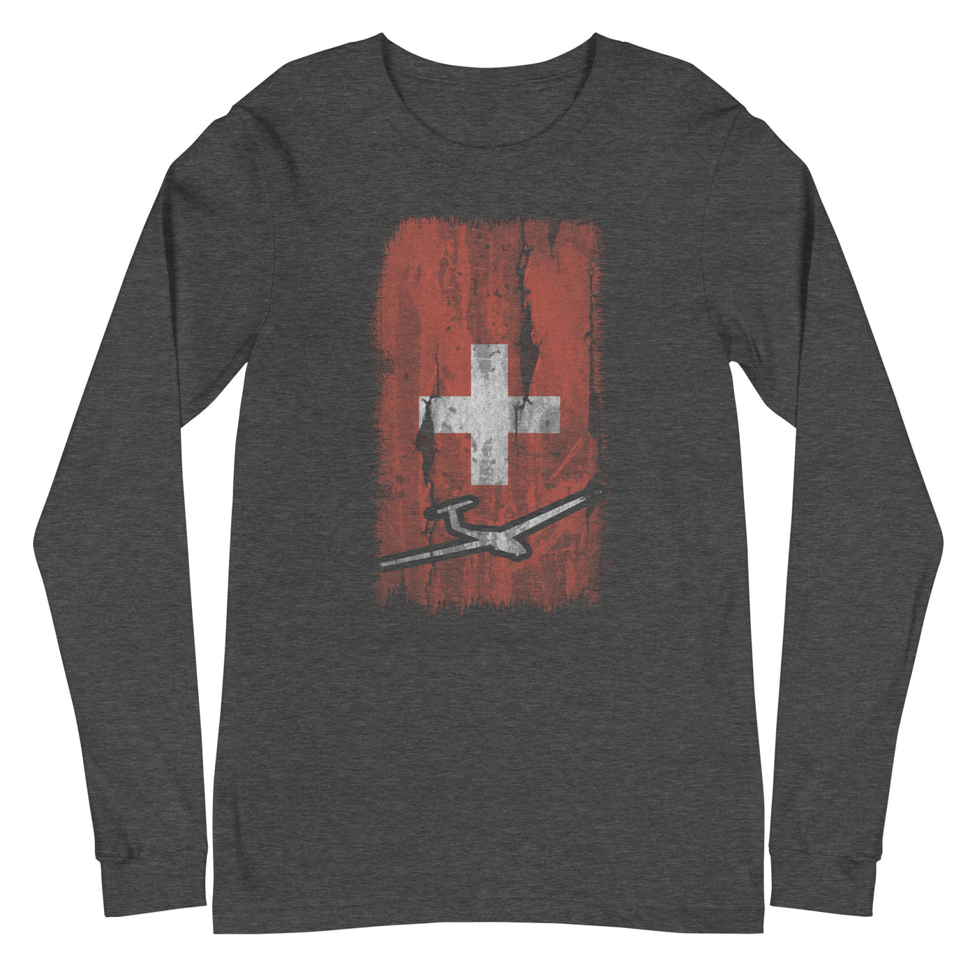 Schweizer Flagge und Segelflugzeug - Longsleeve (Unisex) berge xxx yyy zzz Dark Grey Heather