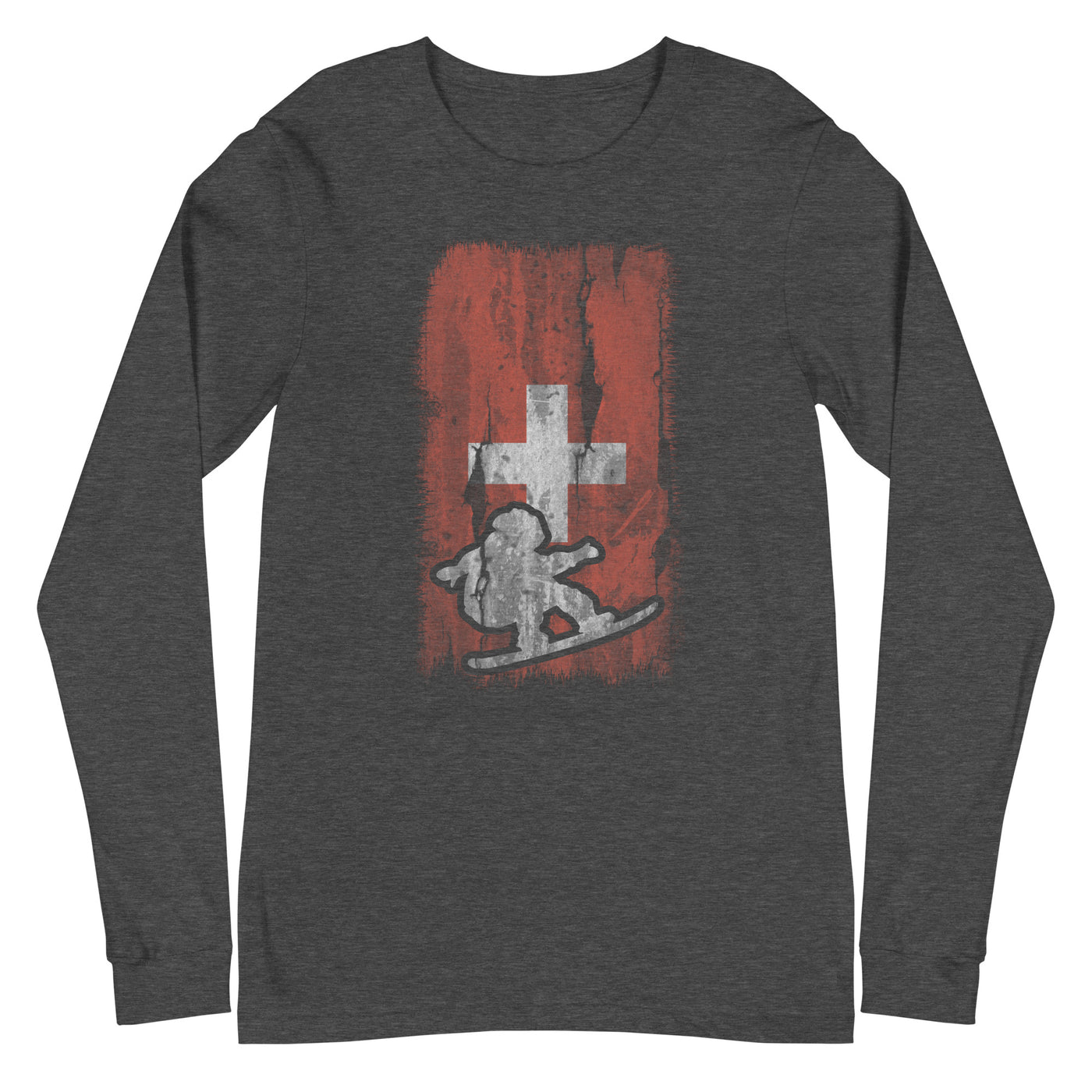 Schweizer Flagge und Snowboarding - Longsleeve (Unisex) snowboarden xxx yyy zzz Dark Grey Heather