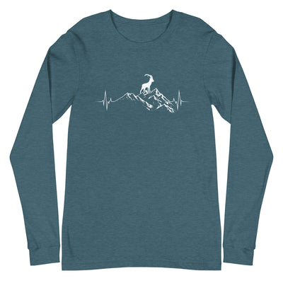 Herzschlag Berge Und Steinbock - Longsleeve (Unisex) berge wandern Heather Deep Teal